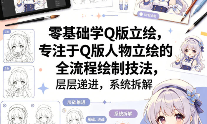 零基础学Q版立绘，专注于Q版人物立绘的全流程绘制技法，层层递进，系统拆解-来友网创