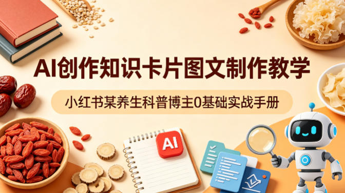 AI创作知识卡片图文制作教学，小红书某养生科普博主0基础实战手册-来友网创