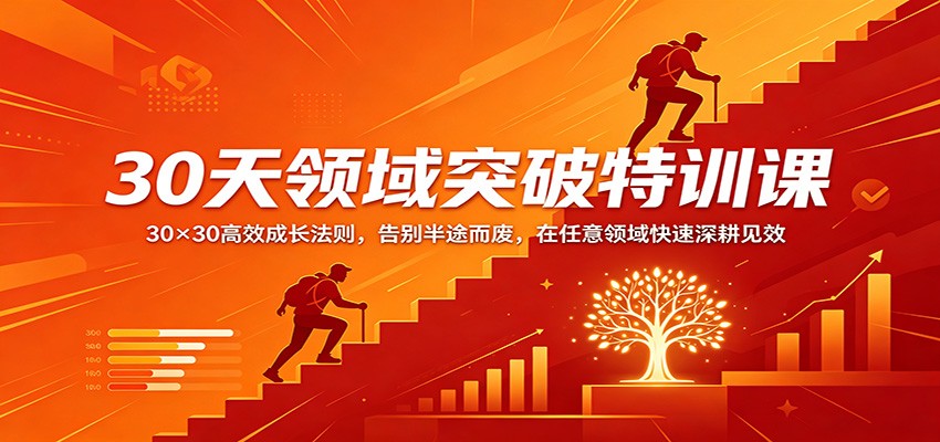 30天领域突破特训课：30×30高效成长法则，告别半途而废，在任意领域快速深耕见效-来友网创