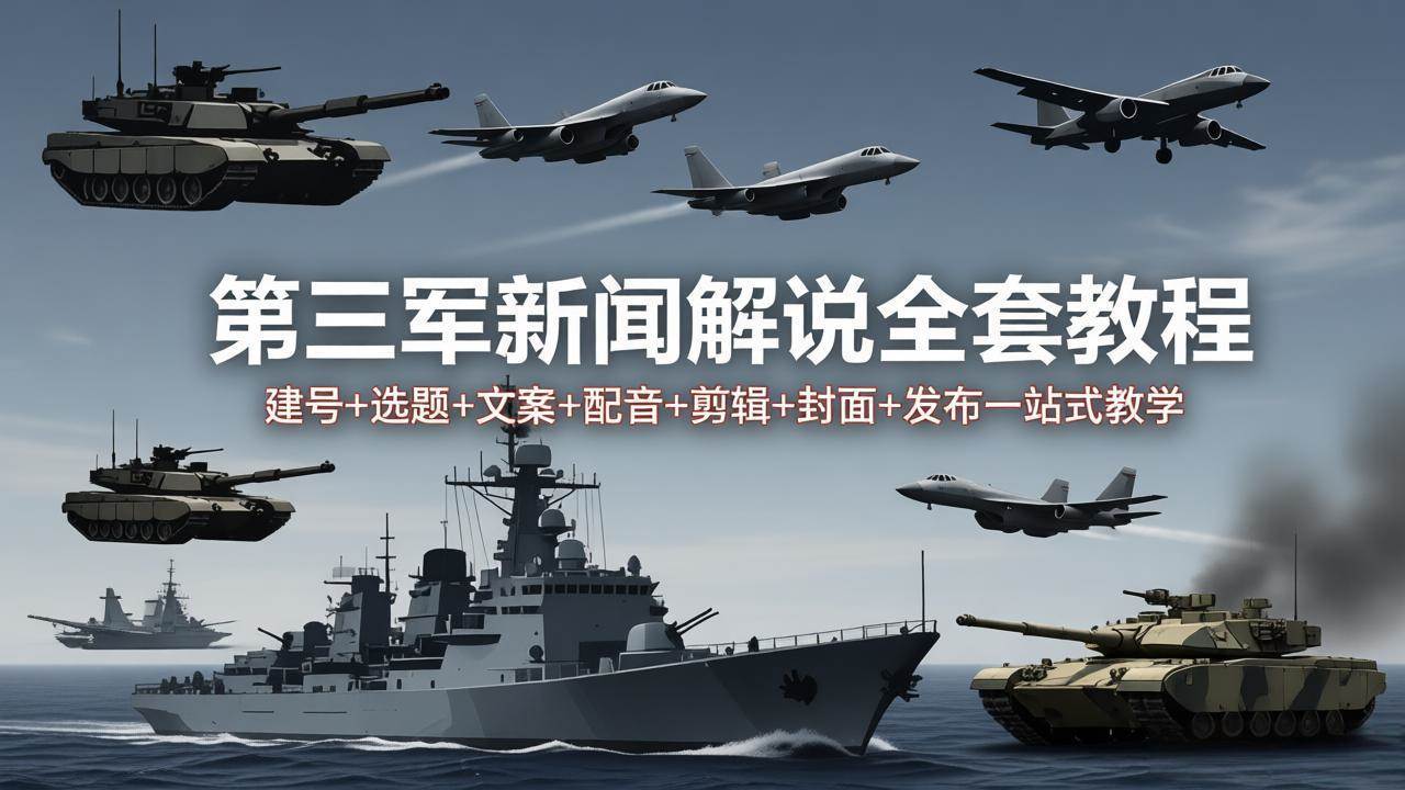 （18081期）第三军迷新闻解说全套教程：建号+选题+文案+配音+剪辑+封面+发布一站式教学-来友网创