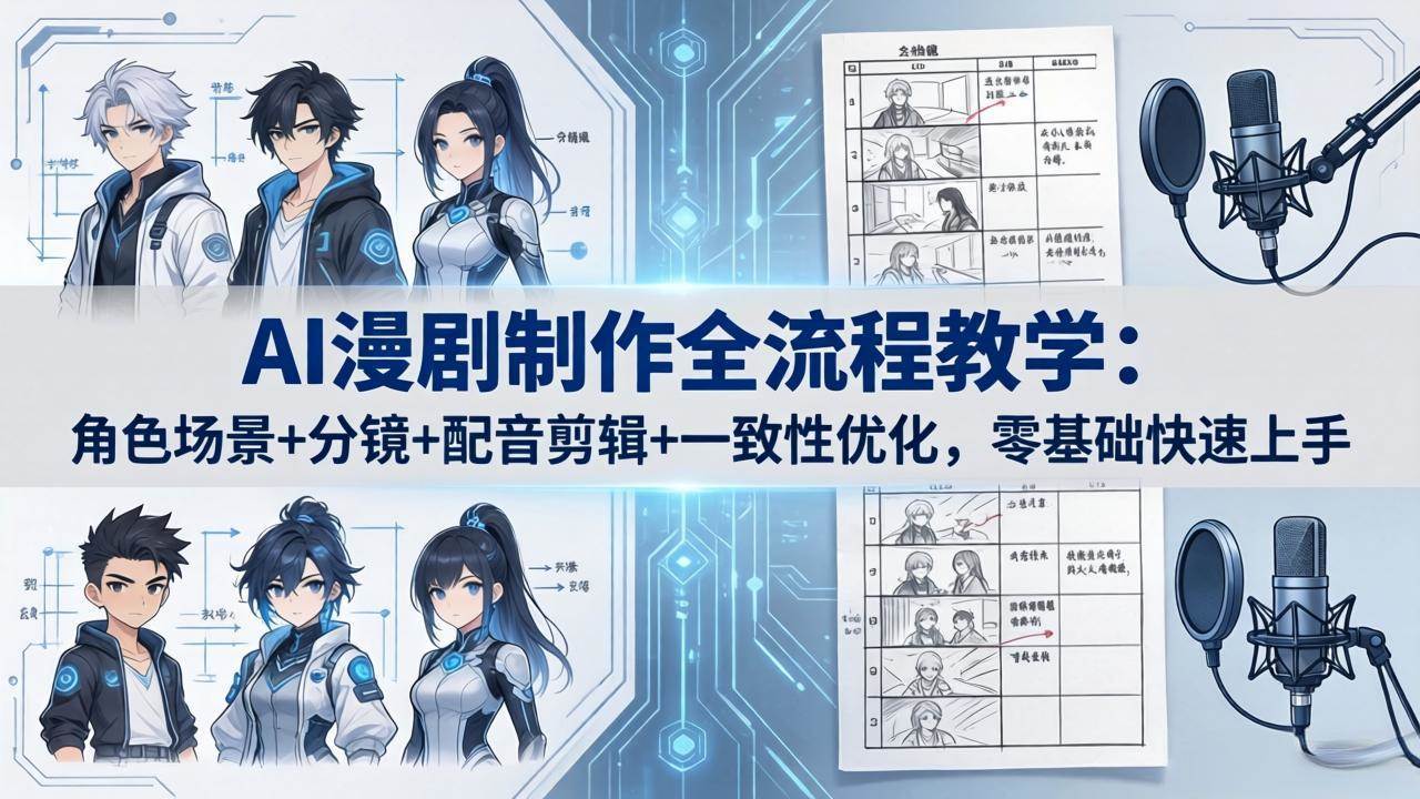 （18090期）AI漫剧制作全流程教学：角色场景+分镜+配音剪辑+一致性优化，零基础快速上手-来友网创
