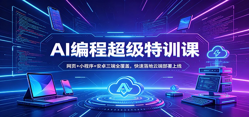 AI编程超级特训课：网页+小程序+安卓三端全覆盖，快速落地云端部署上线-来友网创