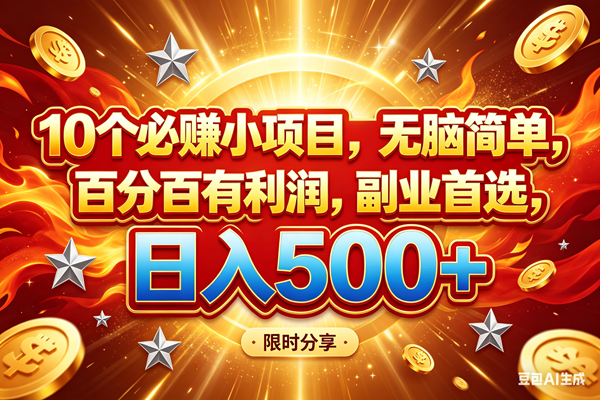 （18092期）10个必赚小项目，百分百赚米，无脑简单，副业首选，日入499+-来友网创