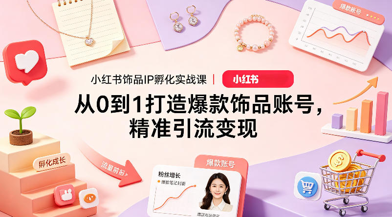 小红书饰品IP孵化实战课｜从0到1打造爆款饰品账号，精准引流变现-来友网创