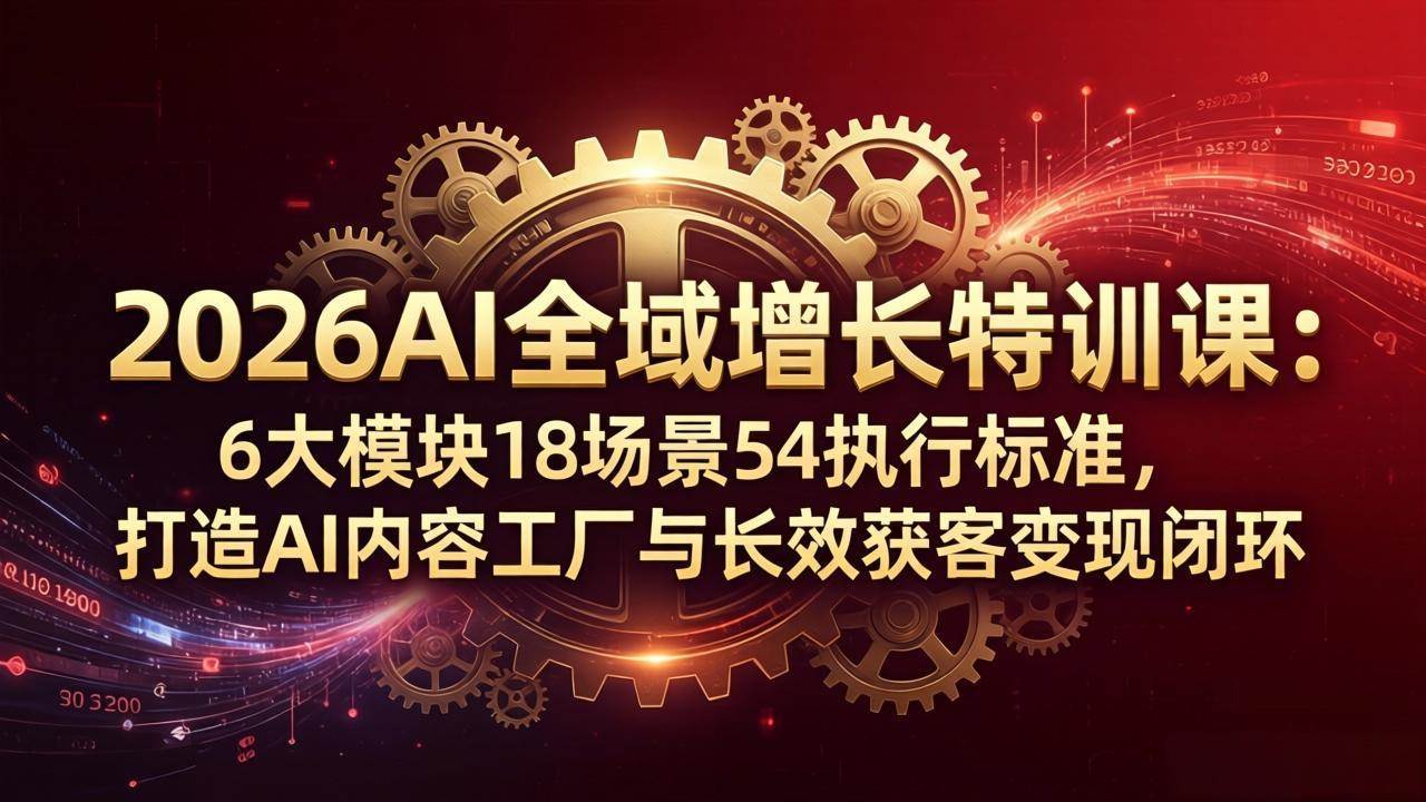 （18103期）2026AI全域增长特训课：6大模块18场景54执行标准，打造AI内容工厂与长效获客变现闭环-来友网创