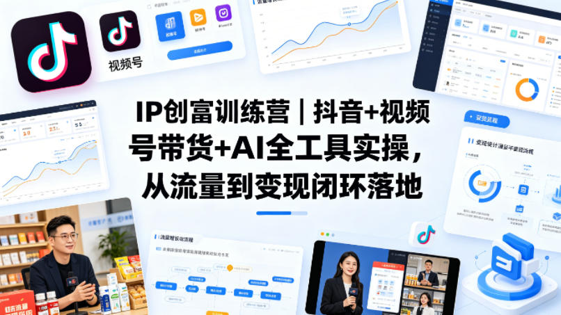 IP创富训练营｜抖音+视频号带货+AI全工具实操，从流量到变现闭环落地-来友网创