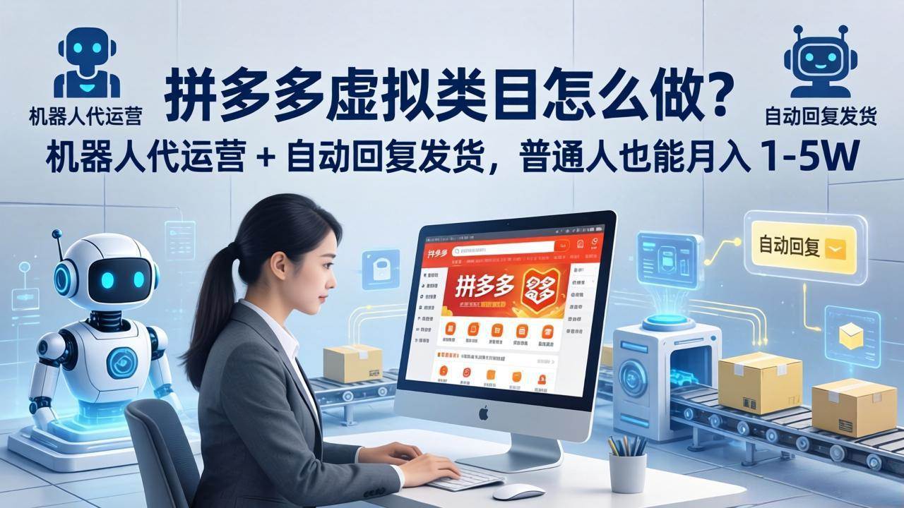 （18111期）拼多多虚拟类目怎么做？机器人代运营 + 自动回复发货，普通人也能月入 1-5W-来友网创