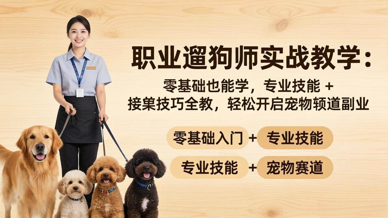 （18115期）职业遛狗师实战教学：零基础也能学，专业技能 + 接单技巧全教，轻松开启宠物赛道副业-来友网创
