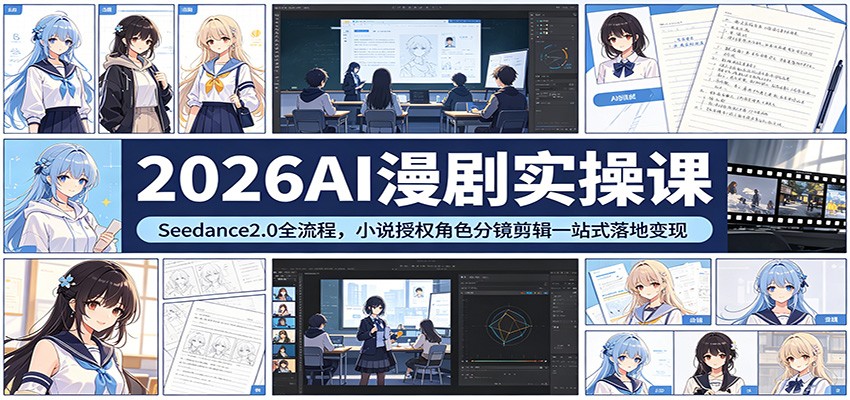 2026AI漫剧实操课：Seedance2.0全流程，小说授权角色分镜剪辑一站式落地变现-来友网创