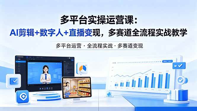 （18131期）某团队多平台实操运营课-更新26年4月20：AI剪辑+数字人+直播变现，多赛道全流程实战教学-来友网创
