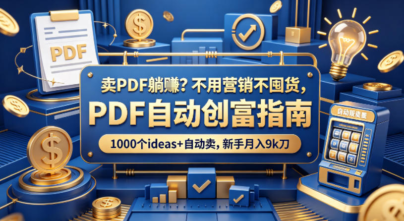 卖PDF躺賺？不用营销不囤货，PDF自动创富指南，1000个ideas+自动卖，新手月入9k刀【原创双语字幕】-来友网创