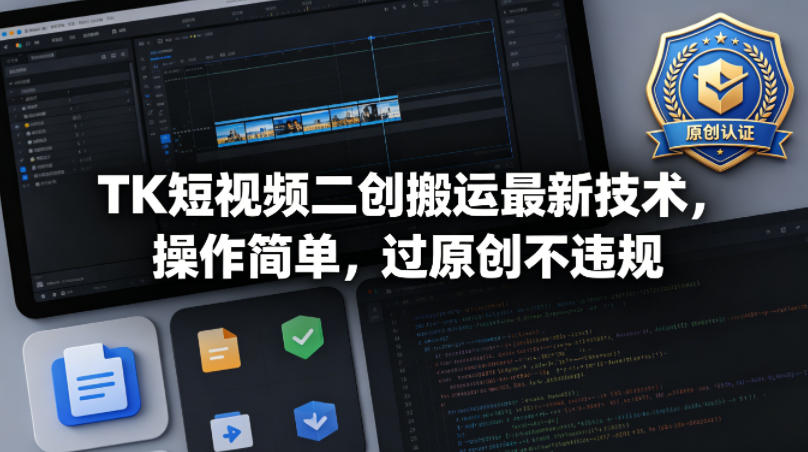 TK短视频二创搬运最新技术，操作简单，过原创不违规-来友网创