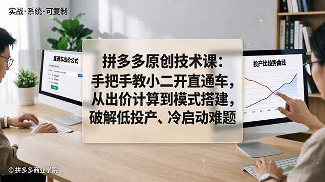 （18159期）拼多多原创技术课：手把手教小二开直通车，从出价计算到模式搭建，破解低投产、冷启动难题-来友网创