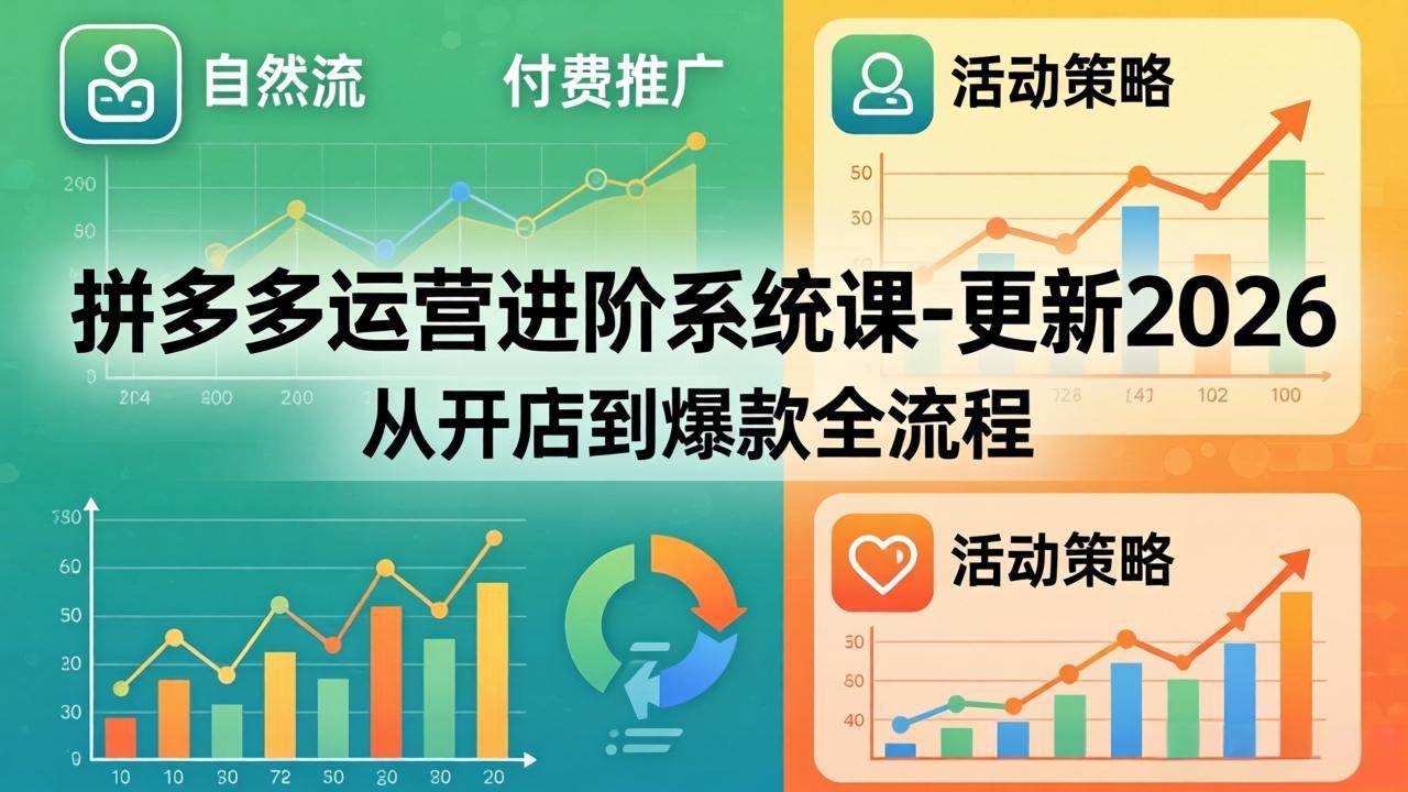 （18157期）拼多多运营进阶系统课-更新2026：从开店到爆款全流程，自然流+付费推广+活动策略-来友网创