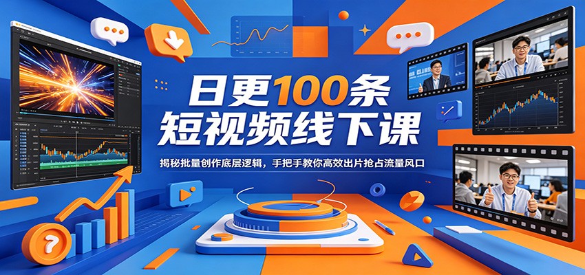 日更100条短视频线下课：揭秘批量创作底层逻辑，手把手教你高效出片抢占流量风口-来友网创