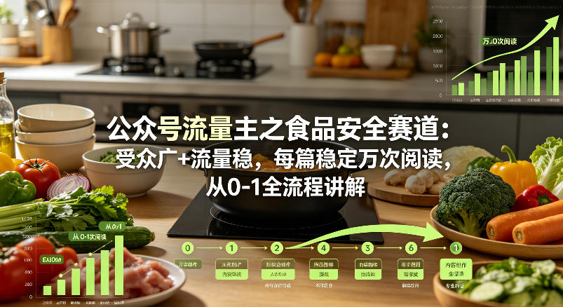 公众号流量主之食品安全赛道，受众广+流量稳，每篇作品稳定万次阅读，从0-1全流程讲解-来友网创