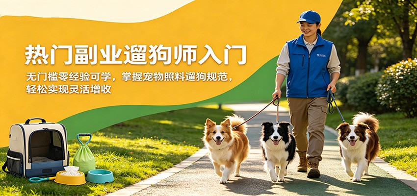 热门副业遛狗师入门，无门槛零经验可学，掌握宠物照料遛狗规范，轻松实现灵活增收-来友网创