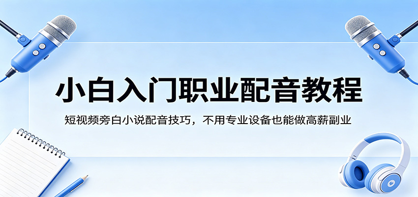 小白入门职业配音教程，短视频旁白小说配音技巧，不用专业设备也能做高薪副业-来友网创