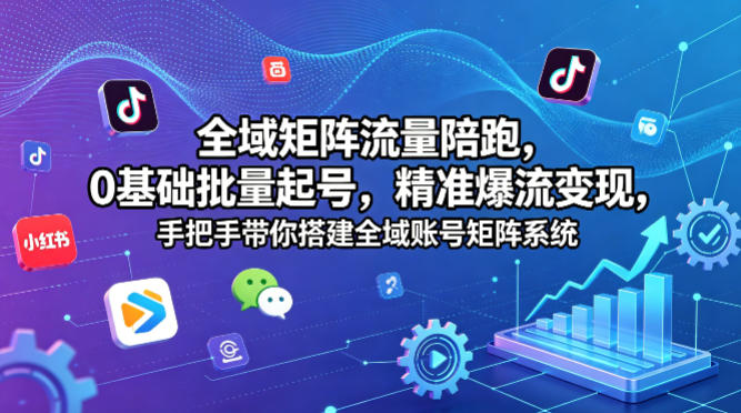 全域矩阵流量陪跑，0基础批量起号，精准爆流变现，手把手带你搭建全域账号矩阵系统-来友网创