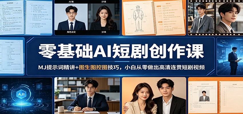 零基础AI短剧创作课：MJ提示词精讲+图生图控图技巧，小白从零做出高清连贯短剧视频-来友网创