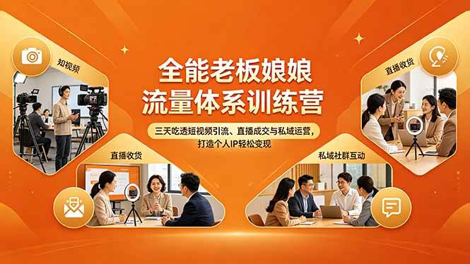 （18187期）全能老板娘流量体系训练营，三天吃透短视频引流、直播成交与私域运营，打造个人IP轻松变现-来友网创