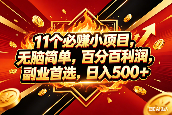 （18189期）11个必赚米小项目，百分百赚米，无脑简单，副业首选，日入500+-来友网创