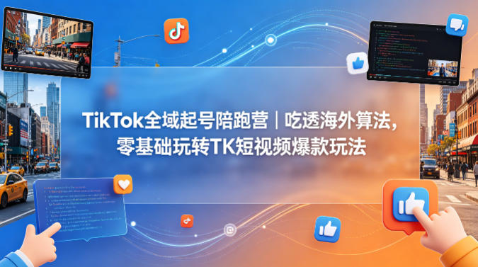 TikTok全域起号陪跑营｜吃透海外算法，零基础玩转TK短视频爆款玩法-来友网创