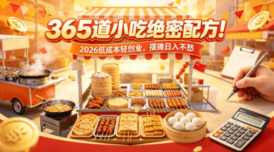 365道小吃绝密配方！2026低成本轻创业，摆摊日入不愁-来友网创