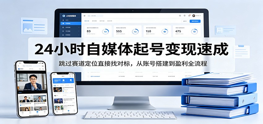 24小时自媒体起号变现速成，跳过赛道定位直接找对标，从账号搭建到盈利全流程-来友网创