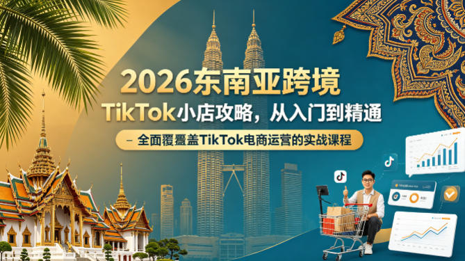 2026东南亚跨境TikTok小店攻略，从入门到精通、全面覆盖TikTok电商运营的实战课程（更新4月）-来友网创