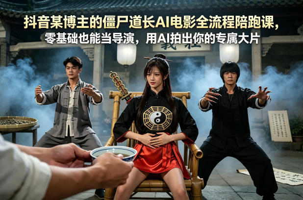 抖音某博主的僵尸道长AI电影全流程陪跑课，零基础也能当导演，用AI拍出你的专属大片-来友网创