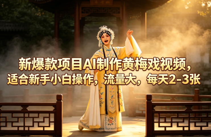 新爆款项目AI制作黄梅戏视频，适合新手小白操作，流量大，每天2-3张-来友网创