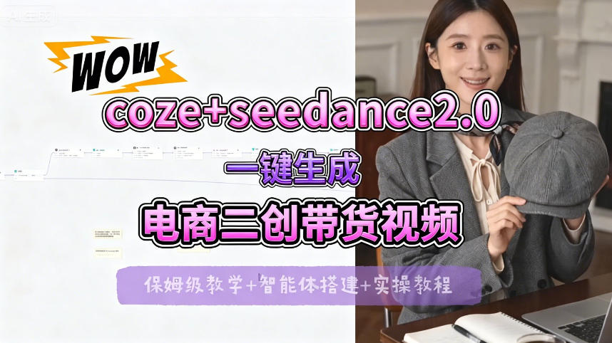 【Coze工作流搭建实操教程】seedance2.0+coze一键生成电商二创带货视频，全流程保姆级教学-来友网创