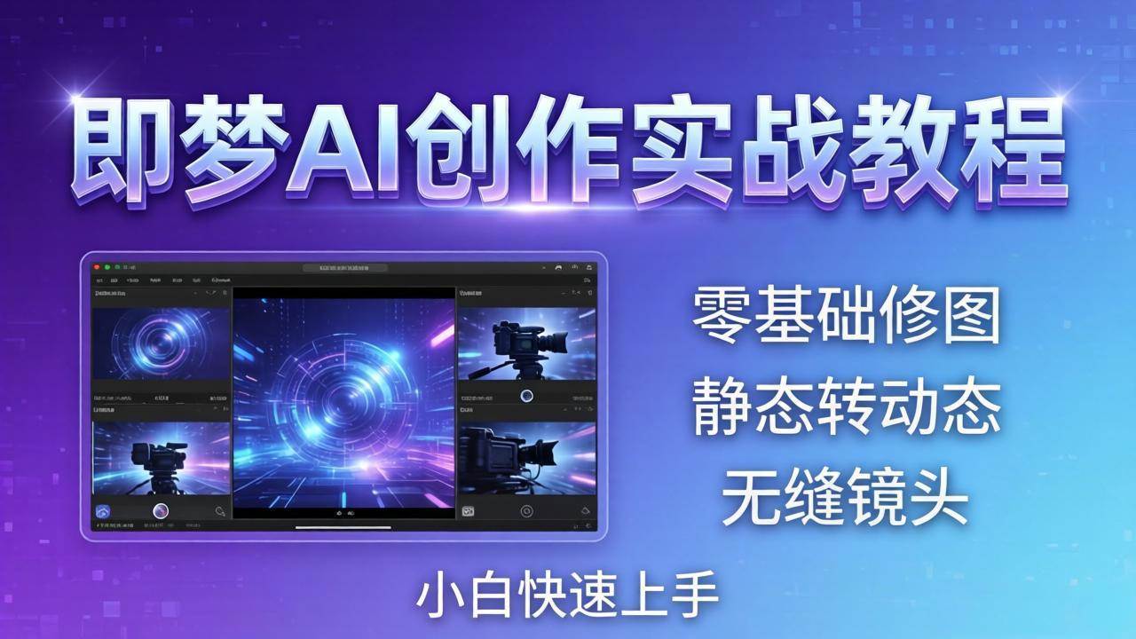 （18196期）即梦AI创作实战教程，从零基础修图到AI导演，实战教学静态转动态+无缝镜头，小白快速上手-来友网创