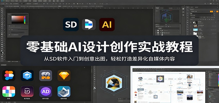零基础AI设计创作实战教程：从SD软件入门到创意出图，轻松打造差异化自媒体内容-来友网创