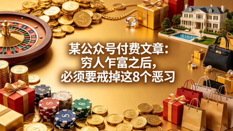 某公众号付费文章：穷人乍富之后，必须要戒掉这8个恶习-来友网创