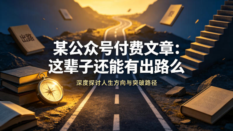 某公众号付费文章：这辈子还能有出路么-来友网创