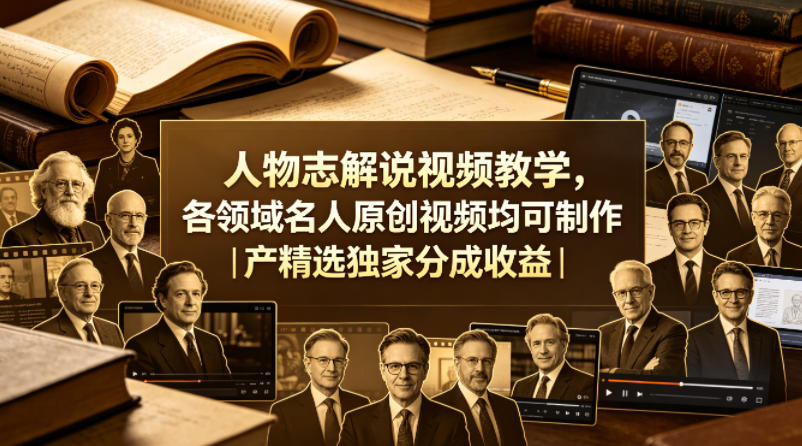 人物志解说视频教学，各领域名人原创视频均可制作丨精选独家分成收益-来友网创