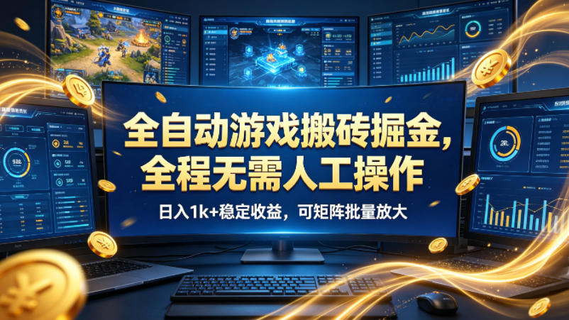 全自动游戏搬砖掘金，全程无需人工操作，日入1k+稳定收益，可矩阵批量放大【揭秘】-来友网创