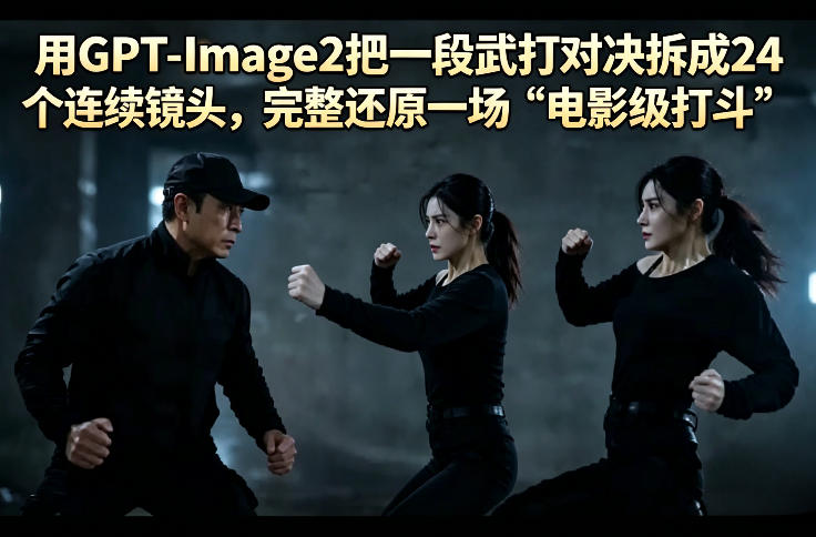 用GPT-Image2把一段武打对决拆成24个连续镜头，完整还原一场“电影级打斗”-来友网创