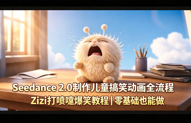 Seedance 2.0制作儿童搞笑动画全流程Zizi打喷嚏爆笑教程｜零基础也能做-来友网创