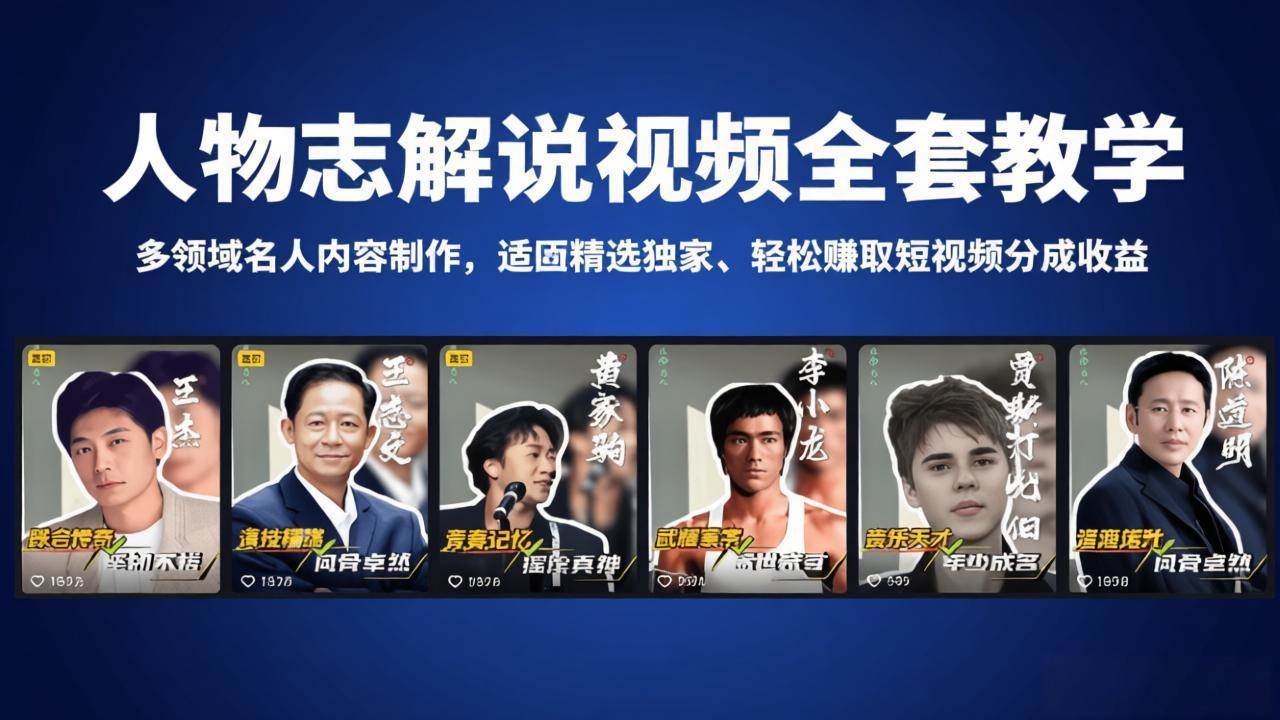 （18205期）人物志解说视频全套教学，多领域名人内容制作，适配精选独家，轻松赚取短视频分成收益-来友网创
