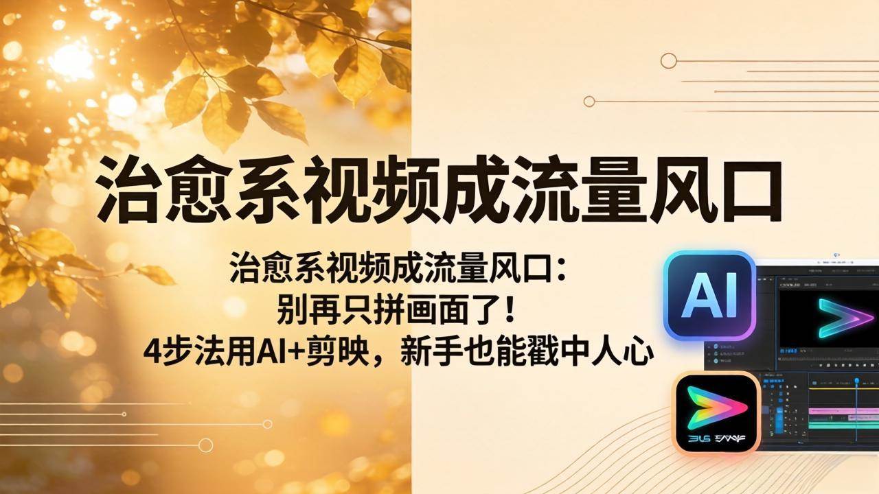 （18219期）治愈系视频成流量风口：别再只拼画面了！4步法用AI+剪映，新手也能戳中人心-来友网创