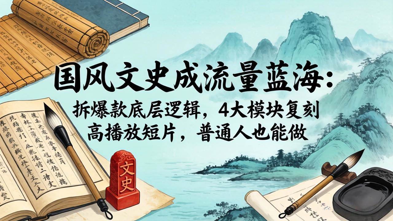 （18227期）国风文史成流量蓝海：拆爆款底层逻辑，4大模块复刻高播放短片，普通人也能做-来友网创
