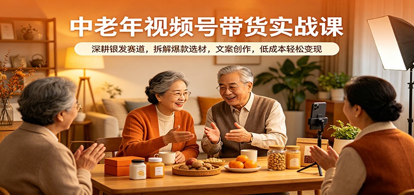 中老年视频号带货实战课：深耕银发赛道，拆解爆款选材，文案创作，低成本轻松变现-来友网创