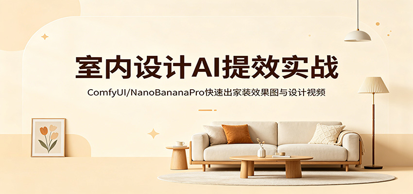 室内设计AI提效实战：ComfyUI/NanoBananaPro快速出家装效果图与设计视频-来友网创