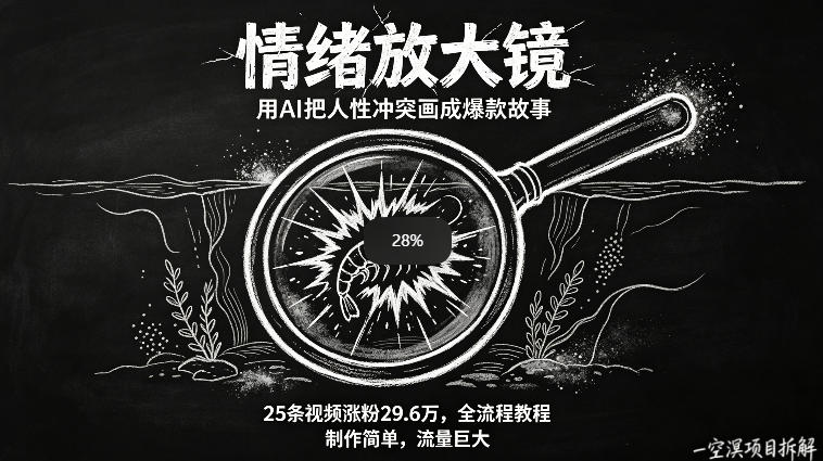 AI制作“情绪放大镜“视频，25条视频涨粉29.6W粉，流量巨大，制作简单，全流程教程-来友网创