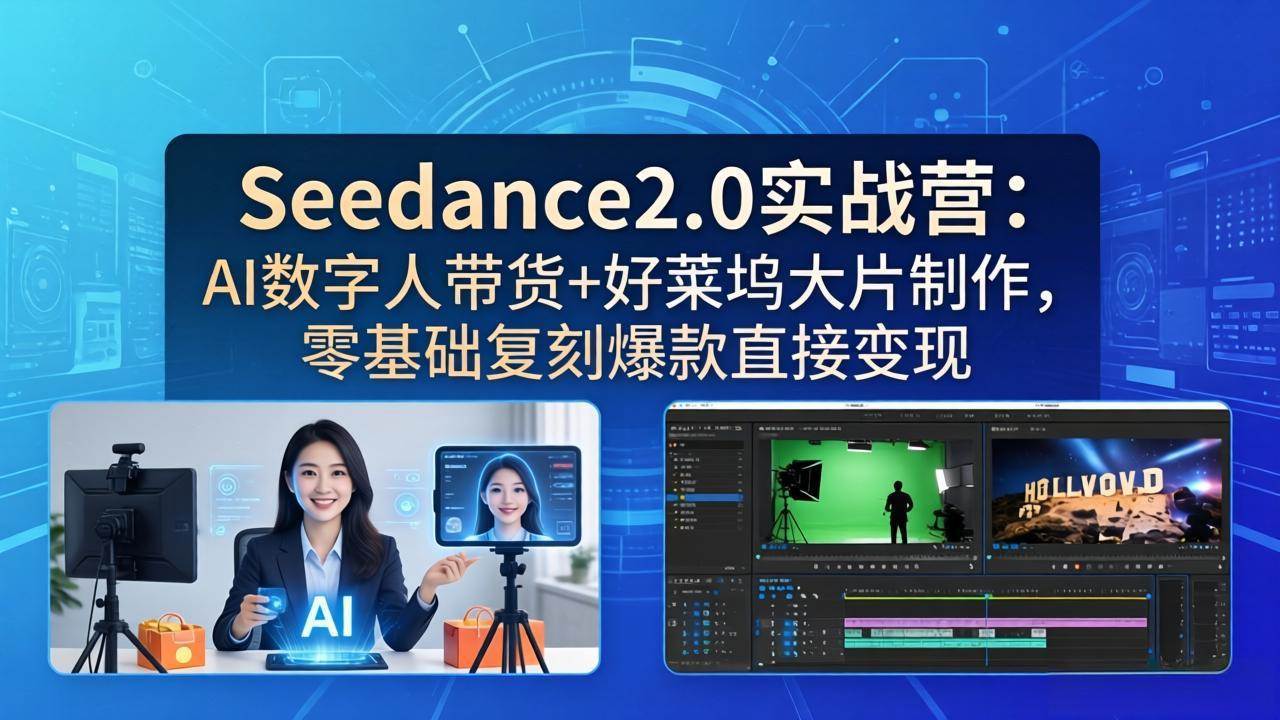 （18238期）Seedance2.0实战营：AI数字人带货+好莱坞大片制作，零基础复刻爆款直接变现-来友网创