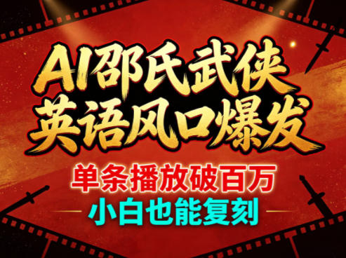 AI邵氏武侠英语风口爆发，单条播放破百万，小白也能复刻-来友网创