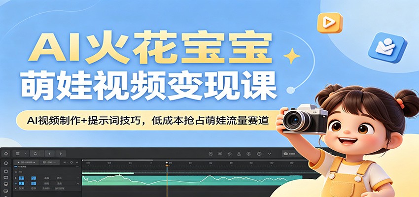 AI火花宝宝萌娃视频变现课：AI视频制作+提示词技巧，低成本抢占萌娃流量赛道-来友网创